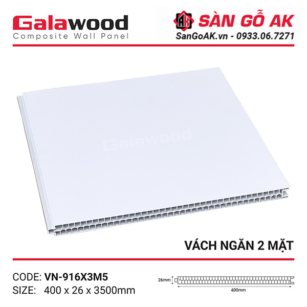 Tấm vách ngăn nhựa vân giấy trắng Galawood VN-916